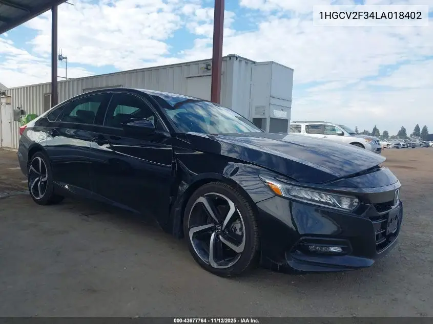 1HGCV2F34LA018402 2020 Honda Accord Sport 2.0T