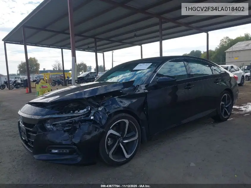 1HGCV2F34LA018402 2020 Honda Accord Sport 2.0T