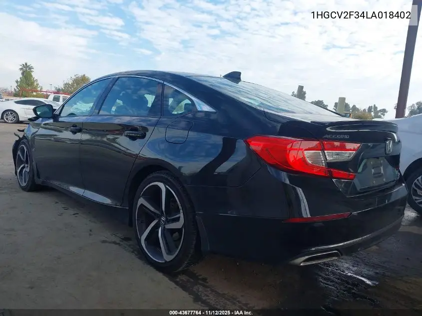 1HGCV2F34LA018402 2020 Honda Accord Sport 2.0T