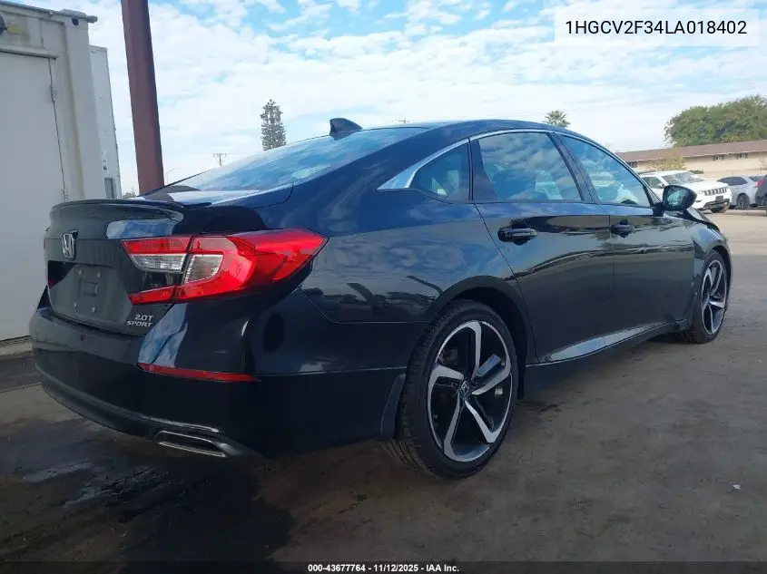 1HGCV2F34LA018402 2020 Honda Accord Sport 2.0T