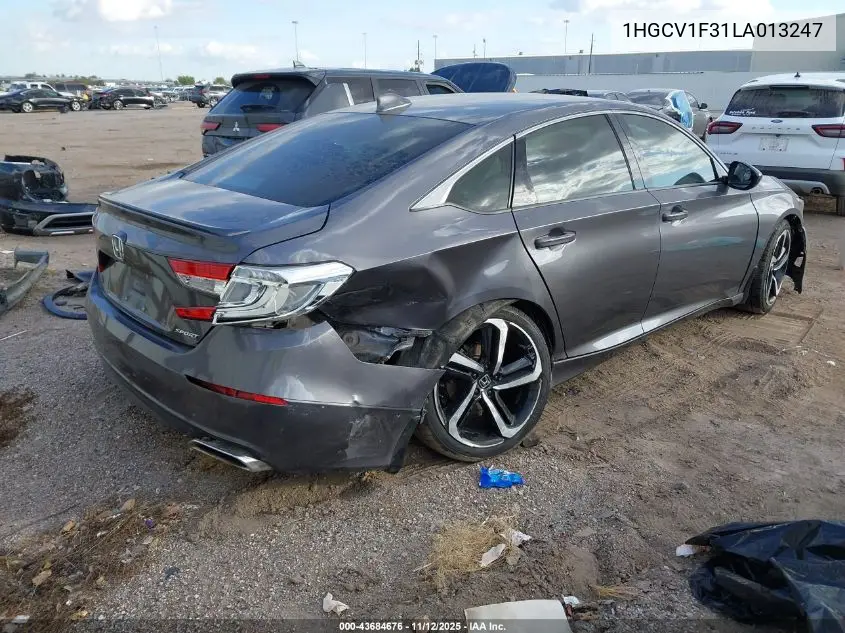 1HGCV1F31LA013247 2020 Honda Accord Sport