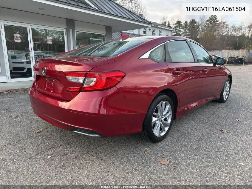 1HGCV1F16LA061504 2020 Honda Accord Lx