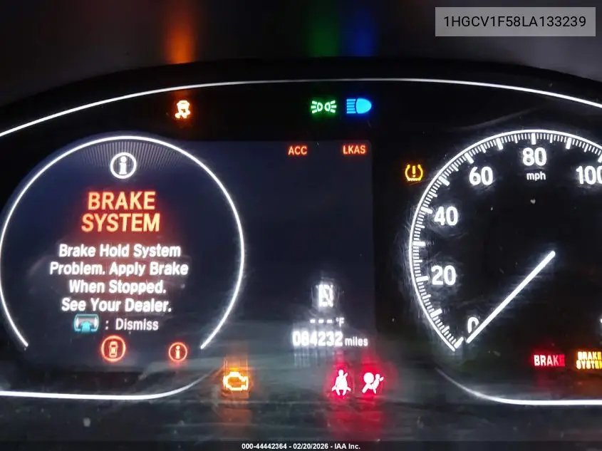 1HGCV1F58LA133239 2020 Honda Accord Ex-L