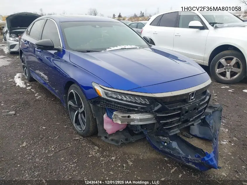 1HGCV2F36MA801058 2021 Honda Accord