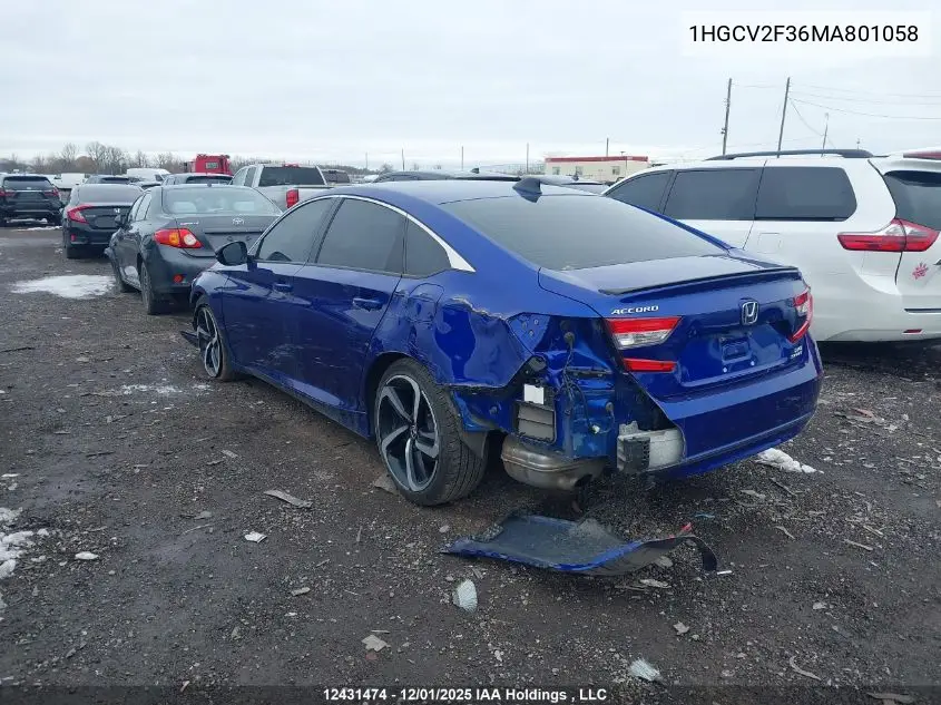 1HGCV2F36MA801058 2021 Honda Accord