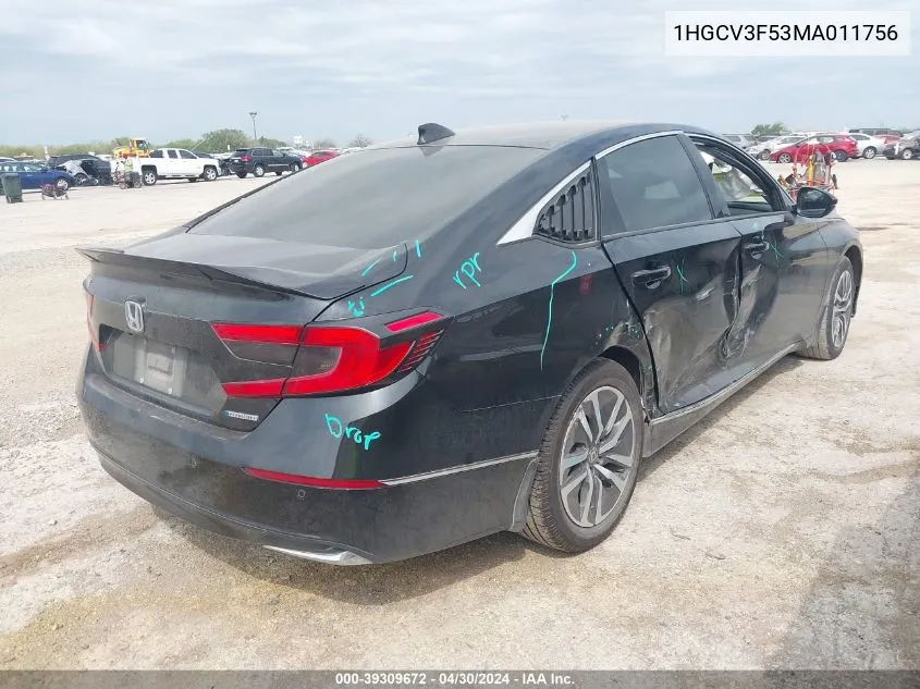 1HGCV3F53MA011756 2021 Honda Accord Hybrid Ex-L