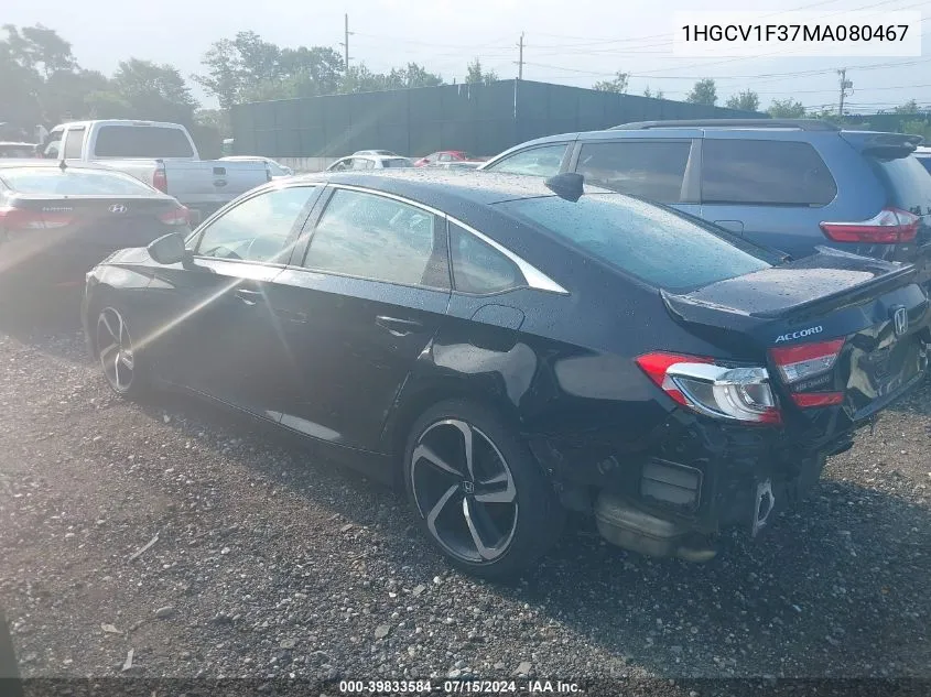 1HGCV1F37MA080467 2021 Honda Accord Sport