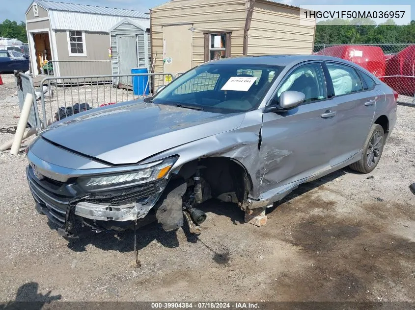 1HGCV1F50MA036957 2021 Honda Accord Ex-L