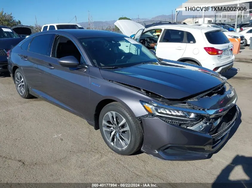 2021 Honda Accord Hybrid VIN: 1HGCV3F1XMA002906 Lot: 40177994