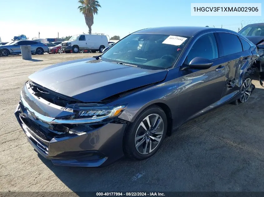 2021 Honda Accord Hybrid VIN: 1HGCV3F1XMA002906 Lot: 40177994