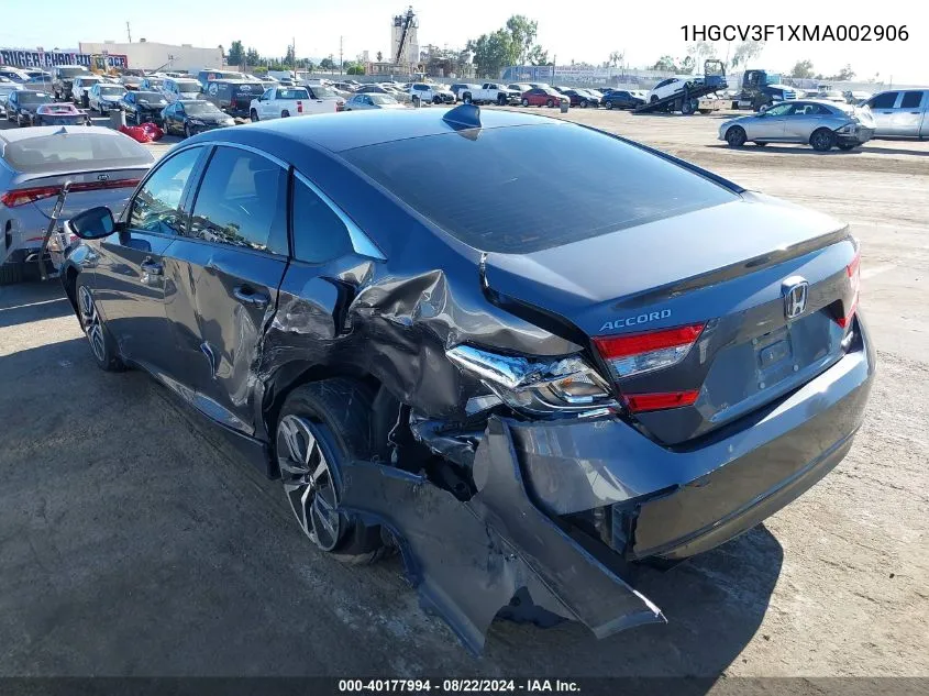 2021 Honda Accord Hybrid VIN: 1HGCV3F1XMA002906 Lot: 40177994