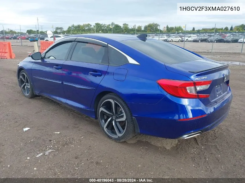 1HGCV2F3XMA027610 2021 Honda Accord Sport 2.0T