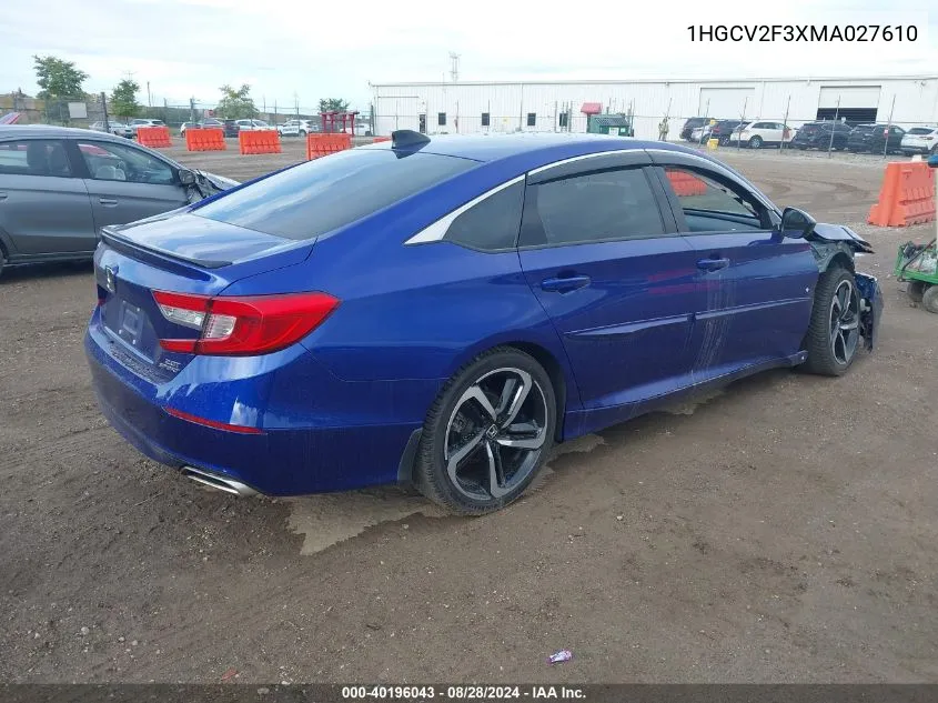 1HGCV2F3XMA027610 2021 Honda Accord Sport 2.0T