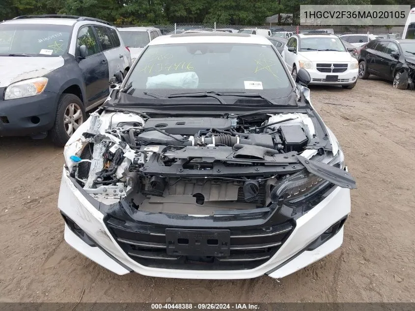 1HGCV2F36MA020105 2021 Honda Accord Sport 2.0T