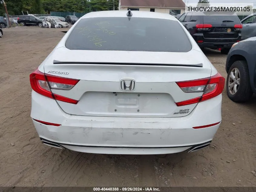 1HGCV2F36MA020105 2021 Honda Accord Sport 2.0T