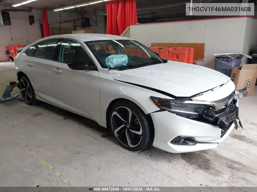 1HGCV1F46MA031608 2021 Honda Accord Sport Se