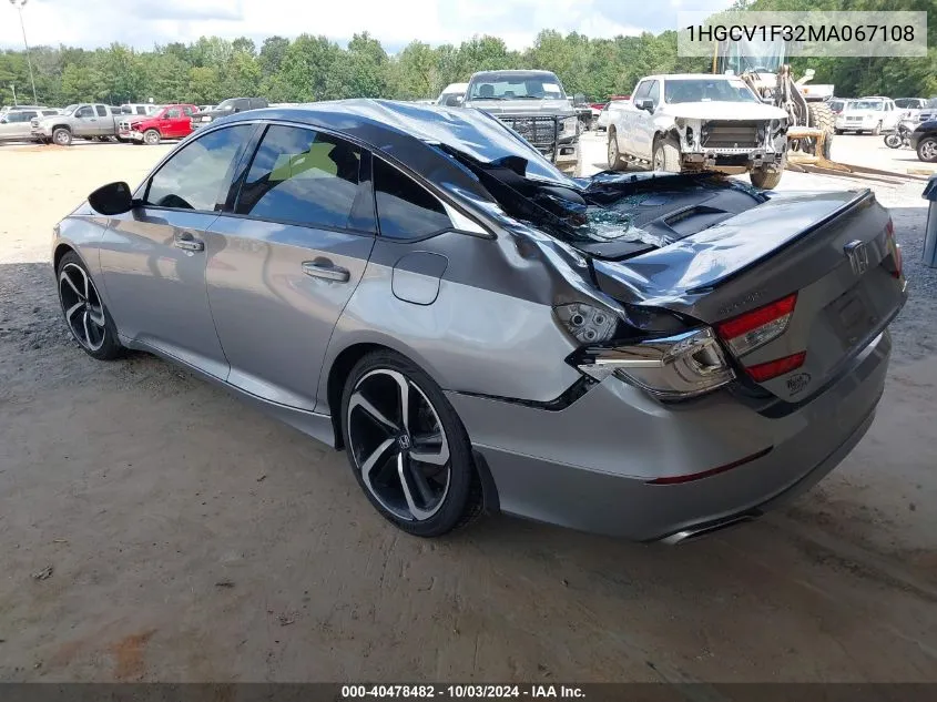 1HGCV1F32MA067108 2021 Honda Accord Sport