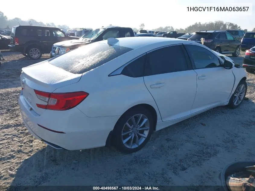 1HGCV1F16MA063657 2021 Honda Accord Lx