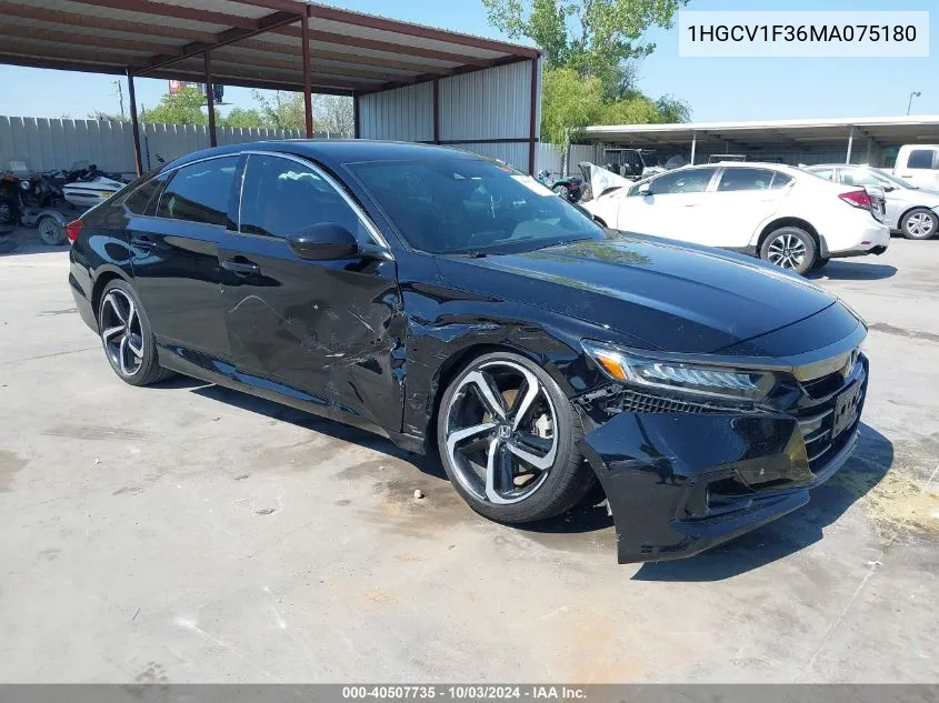 1HGCV1F36MA075180 2021 Honda Accord Sport