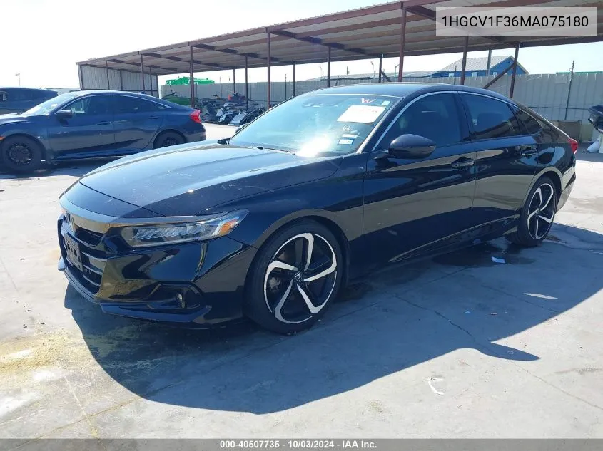 1HGCV1F36MA075180 2021 Honda Accord Sport