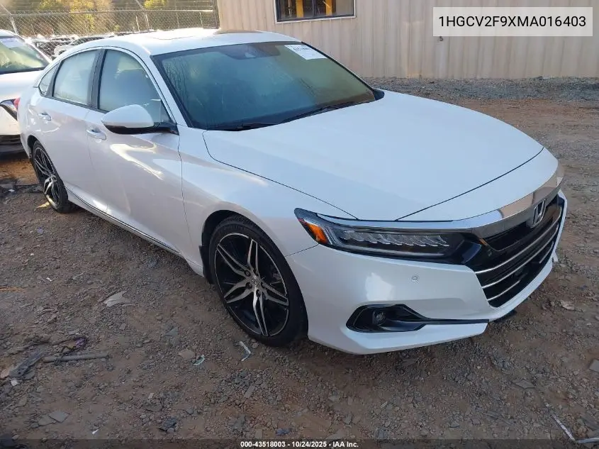 1HGCV2F9XMA016403 2021 Honda Accord Touring
