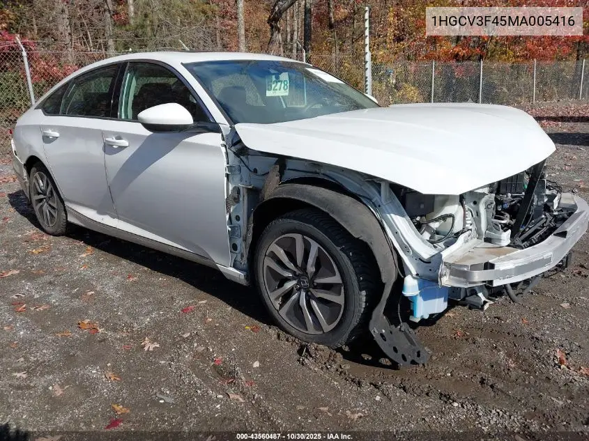 1HGCV3F45MA005416 2021 Honda Accord Hybrid Ex