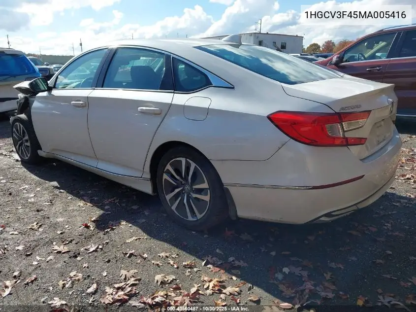 1HGCV3F45MA005416 2021 Honda Accord Hybrid Ex