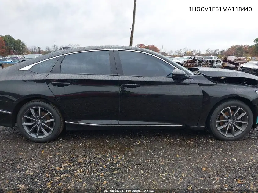 1HGCV1F51MA118440 2021 Honda Accord Ex-L