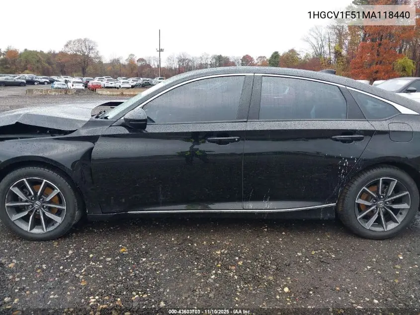 1HGCV1F51MA118440 2021 Honda Accord Ex-L
