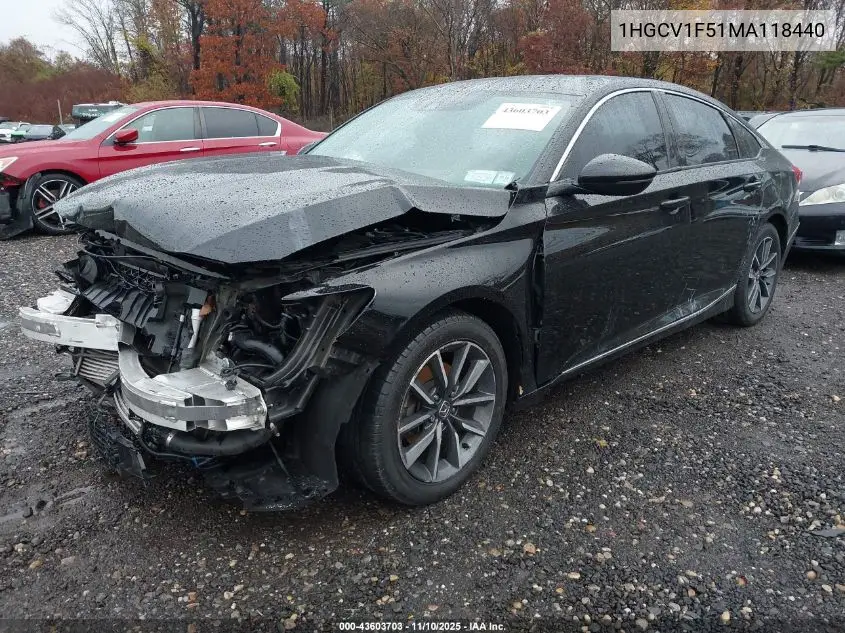 1HGCV1F51MA118440 2021 Honda Accord Ex-L