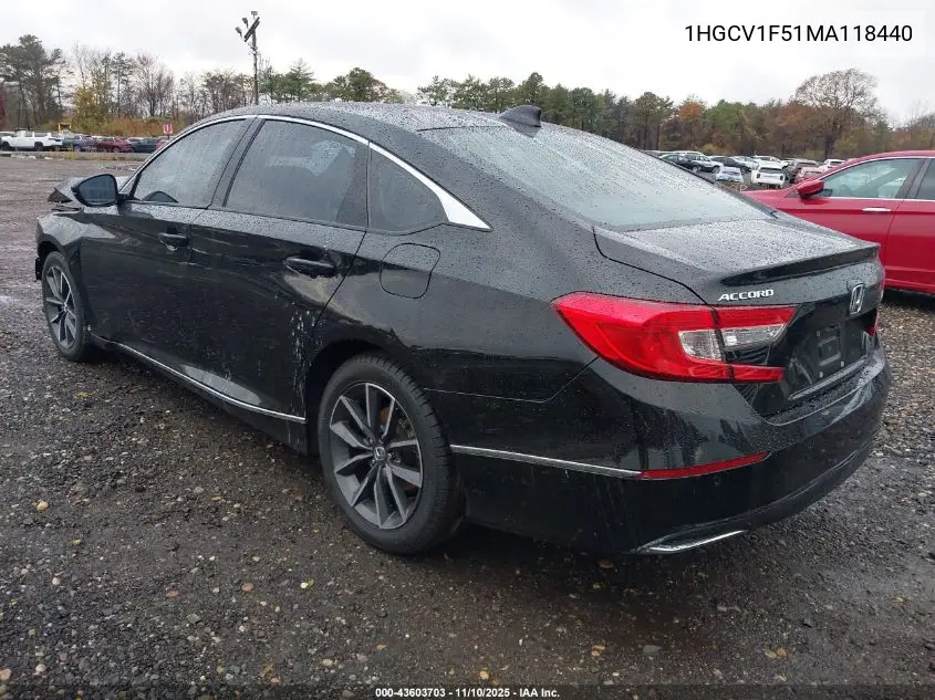 1HGCV1F51MA118440 2021 Honda Accord Ex-L