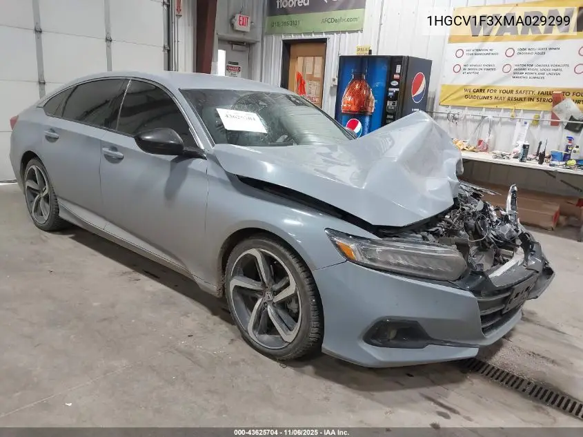 1HGCV1F3XMA029299 2021 Honda Accord Sport