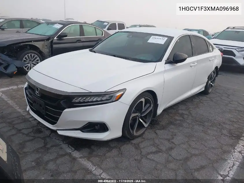 1HGCV1F3XMA096968 2021 Honda Accord Sport