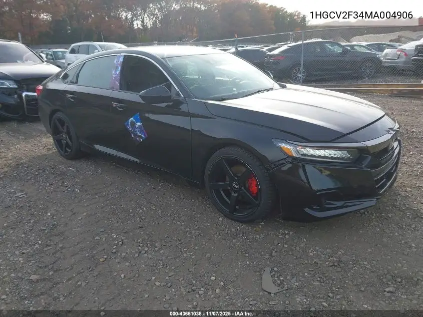 1HGCV2F34MA004906 2021 Honda Accord Sport 2.0T