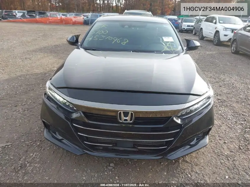 1HGCV2F34MA004906 2021 Honda Accord Sport 2.0T