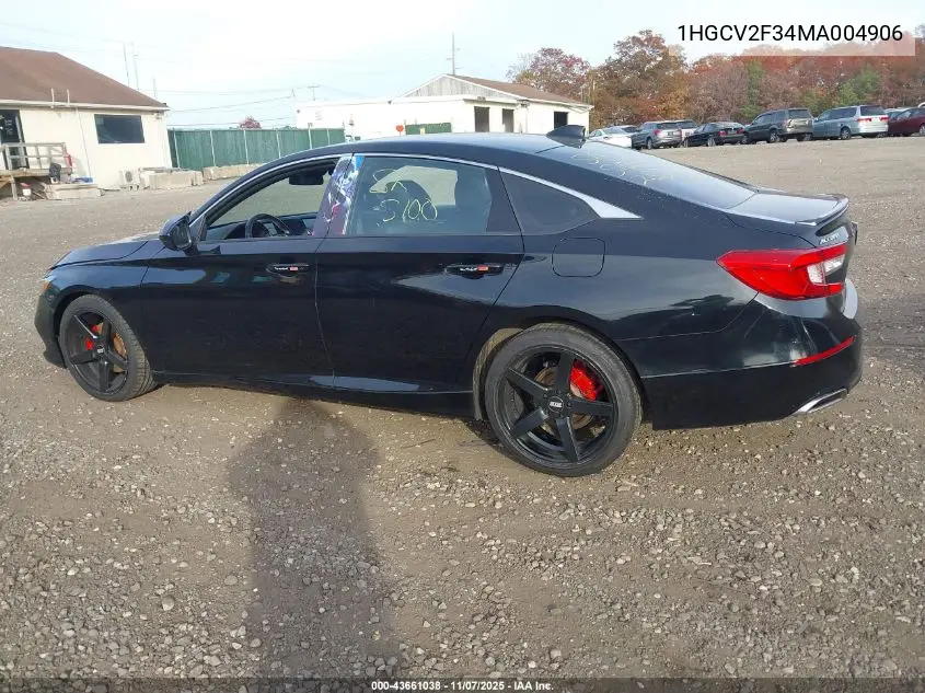1HGCV2F34MA004906 2021 Honda Accord Sport 2.0T