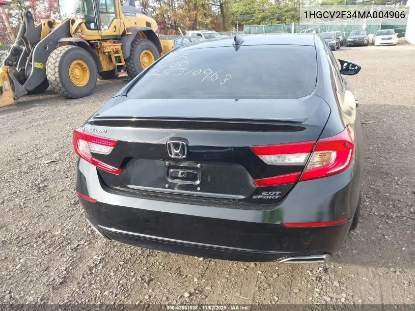 1HGCV2F34MA004906 2021 Honda Accord Sport 2.0T