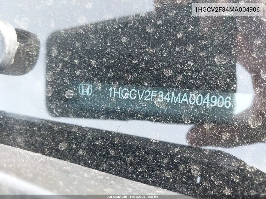 1HGCV2F34MA004906 2021 Honda Accord Sport 2.0T