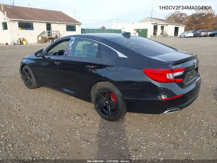 1HGCV2F34MA004906 2021 Honda Accord Sport 2.0T