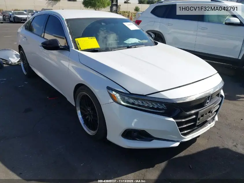 1HGCV1F32MA042791 2021 Honda Accord Sport