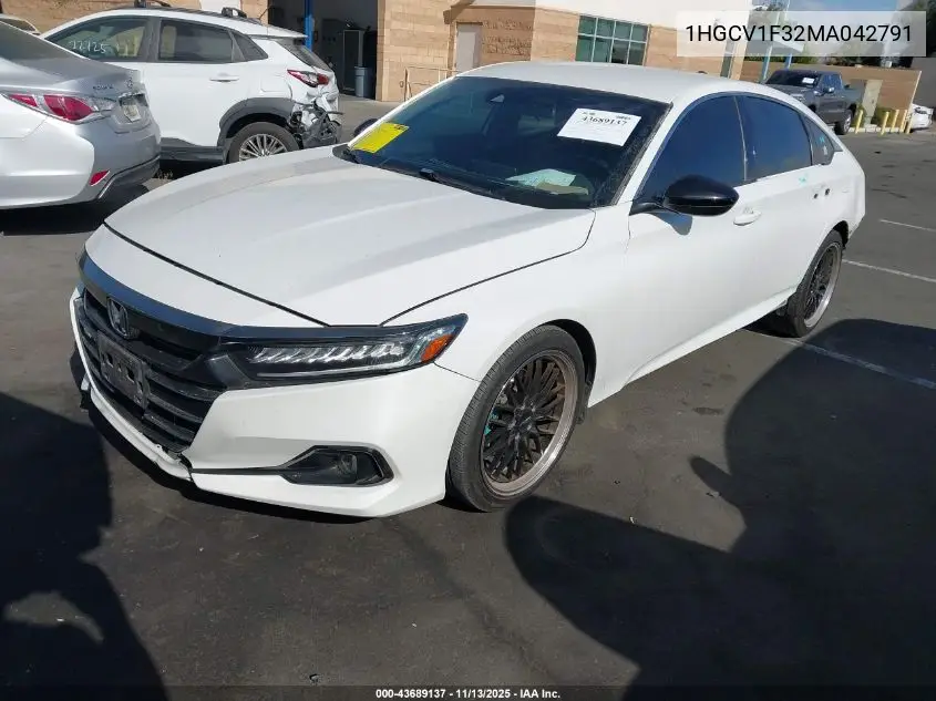 1HGCV1F32MA042791 2021 Honda Accord Sport