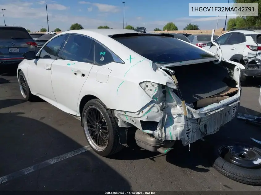 1HGCV1F32MA042791 2021 Honda Accord Sport