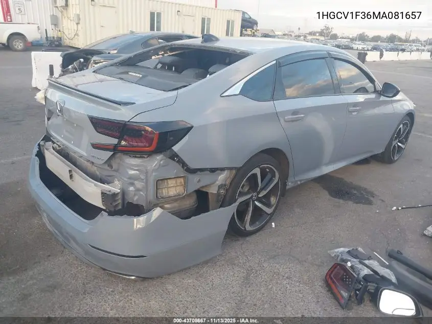 1HGCV1F36MA081657 2021 Honda Accord Sport