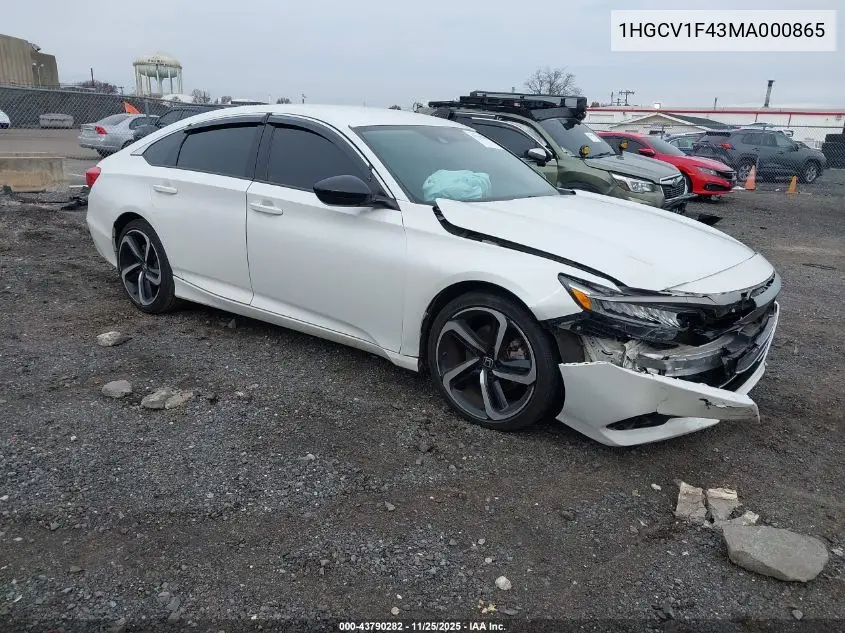 1HGCV1F43MA000865 2021 Honda Accord Sport Special Edition