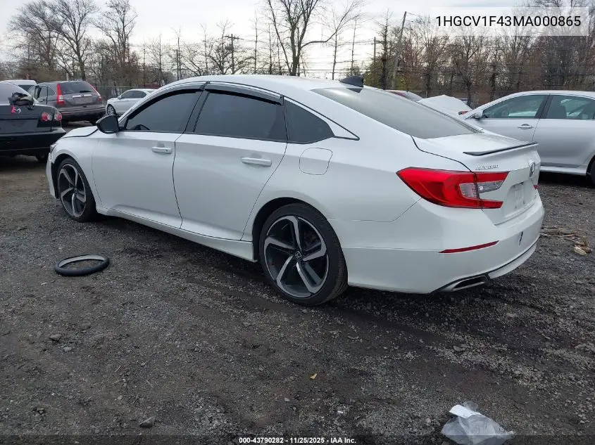 1HGCV1F43MA000865 2021 Honda Accord Sport Special Edition