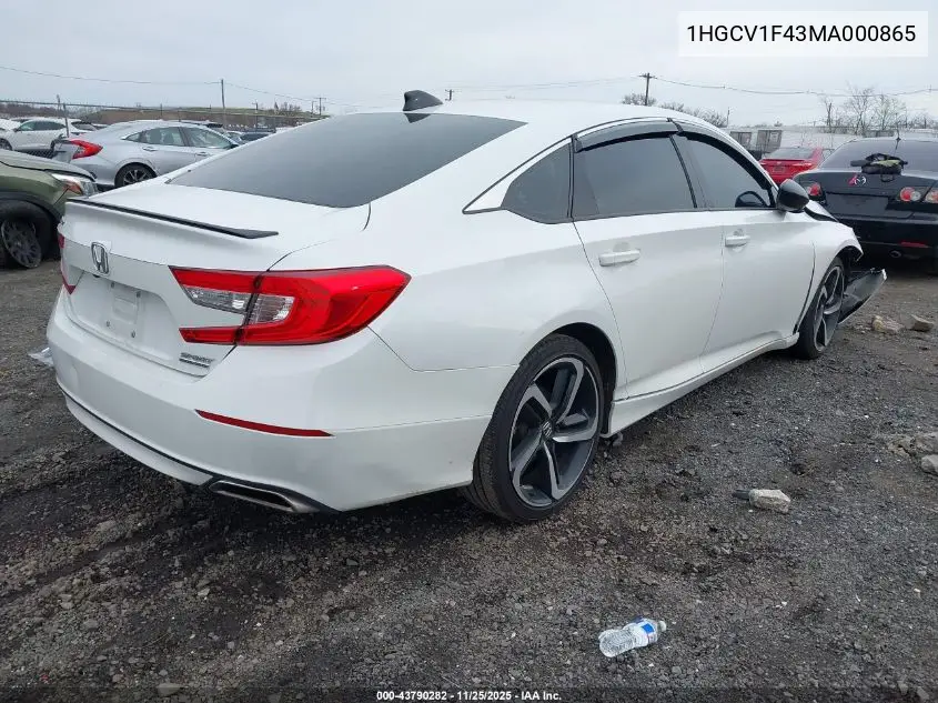 1HGCV1F43MA000865 2021 Honda Accord Sport Special Edition