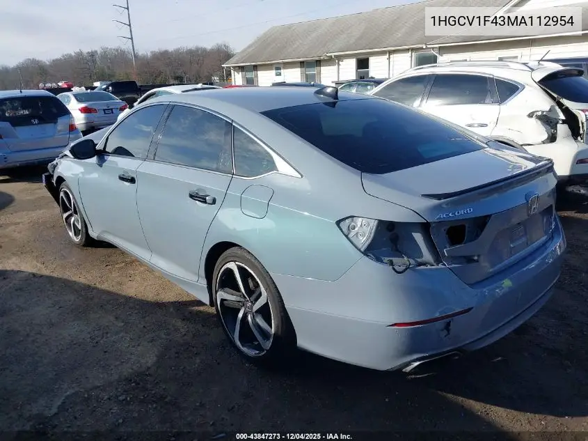 1HGCV1F43MA112954 2021 Honda Accord Sport Special Edition