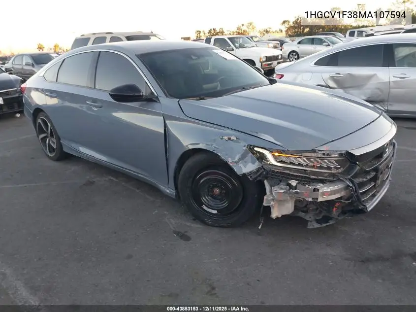 1HGCV1F38MA107594 2021 Honda Accord Sport