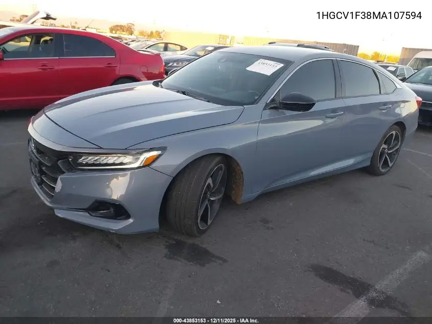 1HGCV1F38MA107594 2021 Honda Accord Sport