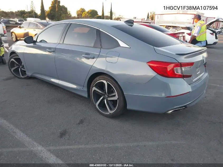 1HGCV1F38MA107594 2021 Honda Accord Sport